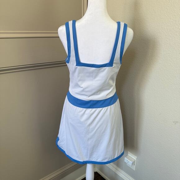 Addison Bay Smooth Sport Rally Active Dress Size M White & Cerulean Blue Tennis - Picture 3 of 4